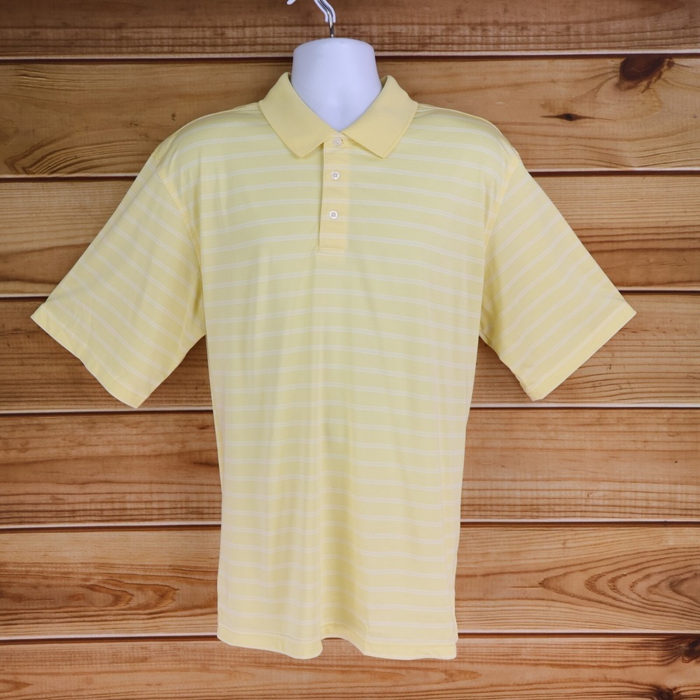 Cypress Club Performance Polo‎ Golf Shirt Mens Sz XL Yellow White Striped Active